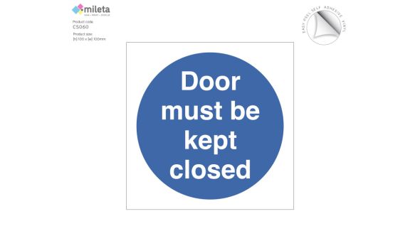 Door must be kept closed label