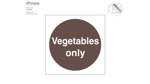Vegetables only storage label