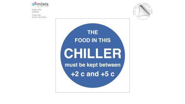 Food chiller display temperature guidance label