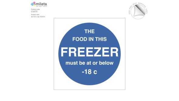 Freezer temperature guidance label