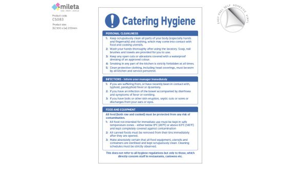 Catering hygiene staff guidelines notice