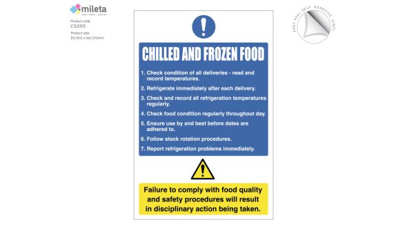 Check delivery of chilled and frozen foods notice
