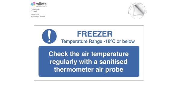 Check temperature of freezer staff guidance notice