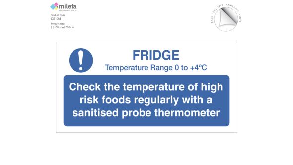 Check temperature of fridge display staff guidance notice