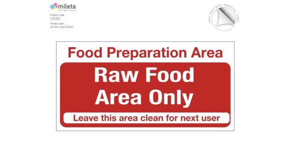 Food preparation area raw food only notice