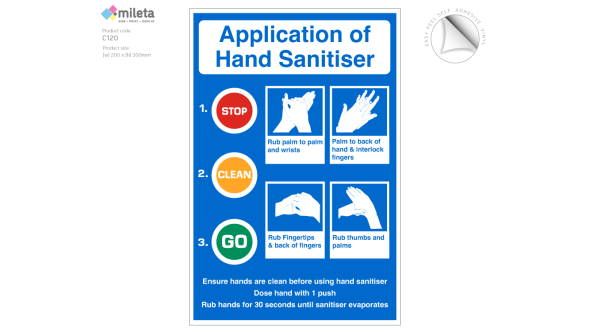 Application of Hand Sanitiser vinyl sticker - CS121