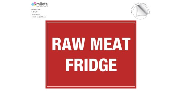 Raw meat fridge storage label - large