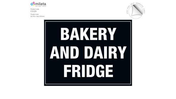 Bakery and dairy fridge storage label - large