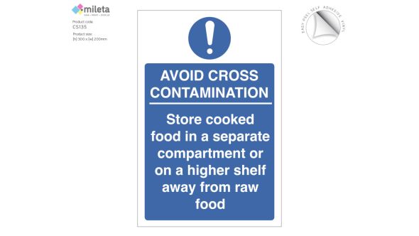 Food storage avoid cross contamination catering safety sign