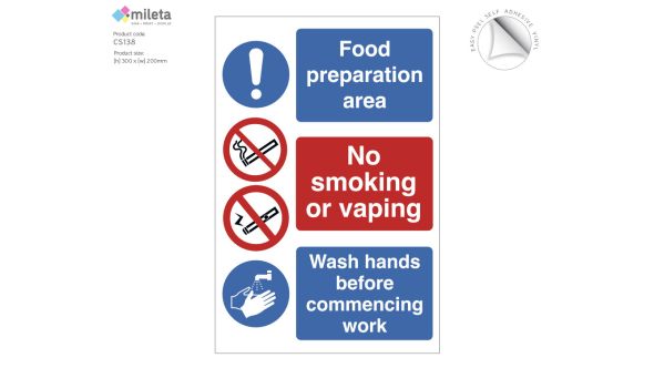 Food Prep Area / No Smoking / Food Production Area Notice