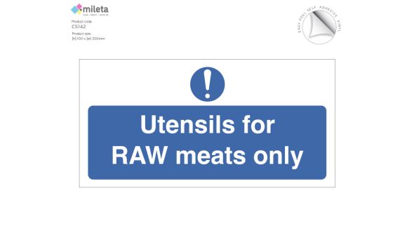 Utensils for raw meats only notice