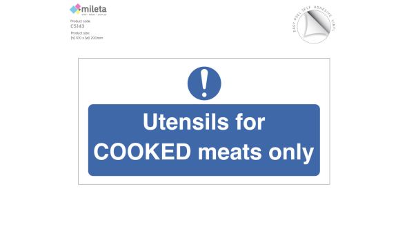 Utensils for cooked meats only notice