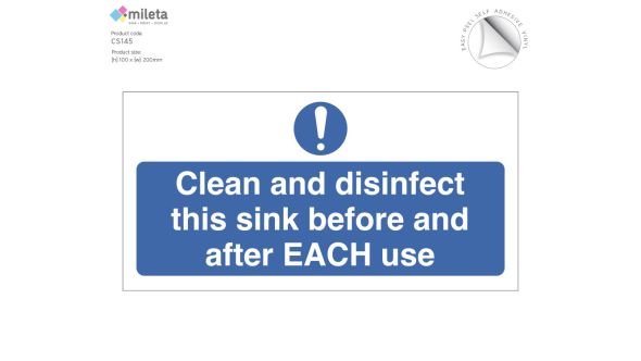 Clean and Disinfect This Sink Notice