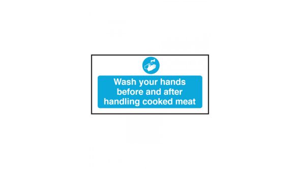 Wash Your Hands Before and After Handling Cooked Meat Notice - CS147