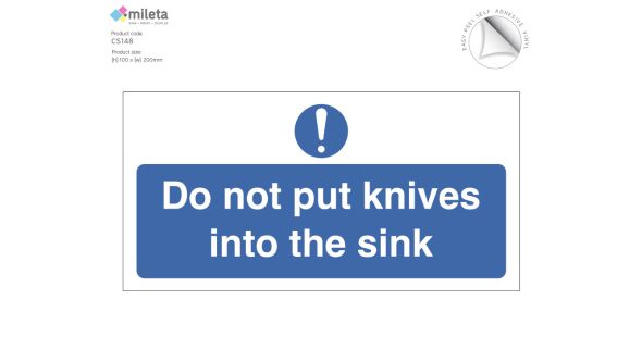 Do Not Put Knives Into the Sink Notice