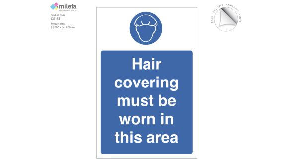 Hair Covering Must Be Worn in this Area Notice