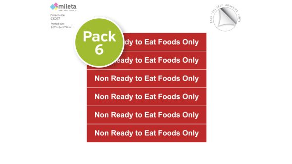Non-ready to eat food storage container labels