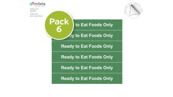 Ready to eat food storage container labels