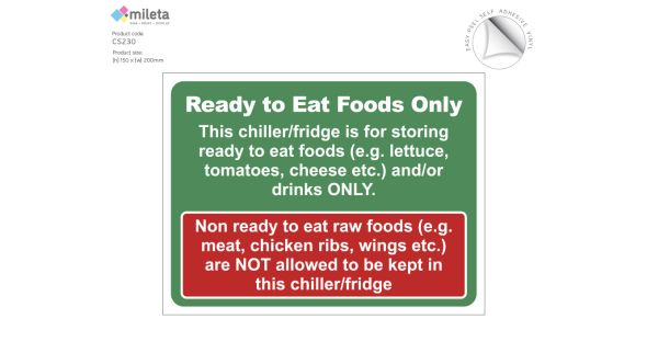 Ready to eat food only storage notice