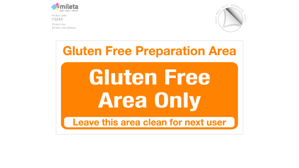 Food Preparation - Gluten Free Area Only Notice