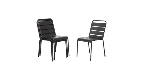 Bolero Amalfi Slatted Steel Side Chairs Grey (4 Pack) CS727