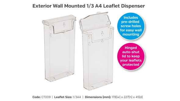 Exterior 1/3 A4 Wall Mounted Leaflet Dispenser
