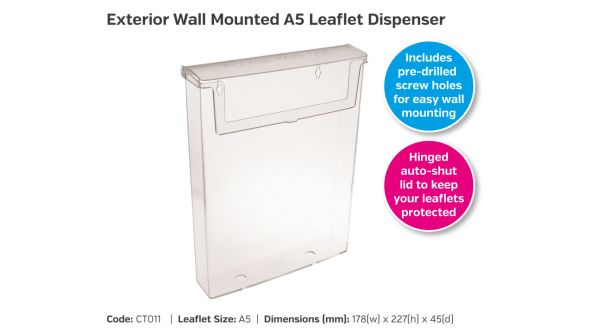 Exterior A5 Wall Mounted Leaflet Dispenser