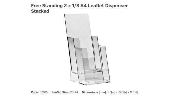 2 x 1/3 A4 Freestanding Leaflet Dispenser - Stacked