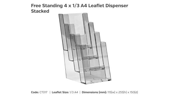 4 x 1/3 A4 Freestanding Leaflet Dispenser - Stacked