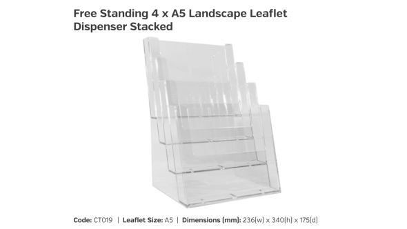 4 x A5 Freestanding Leaflet Dispenser - Landscape