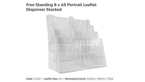 8 x A5 Freestanding Leaflet Dispenser - Portrait