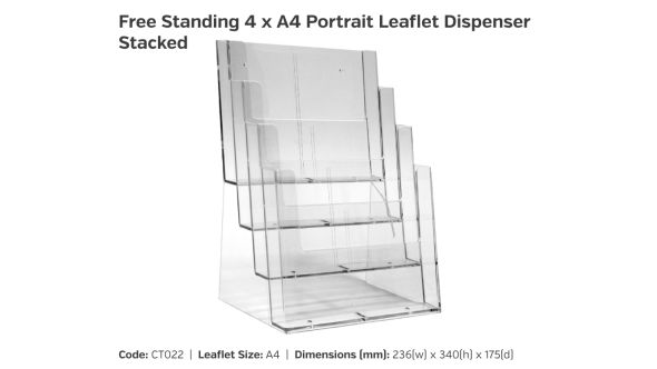 4 x A4 Freestanding Leaflet Dispenser - Portrait