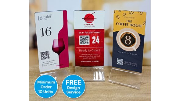 Wide Clear Acrylic Function Room Table Numbers - Any Number, Any Design