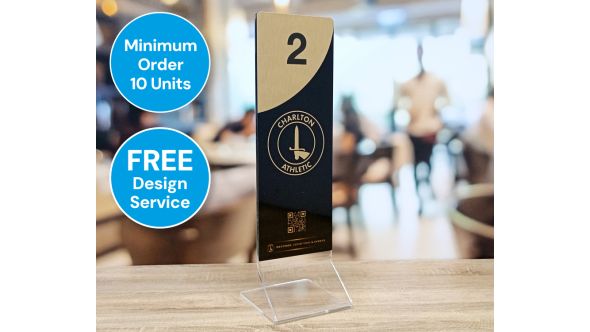 Clear Acrylic Function Room Table Numbers - Brushed Gold