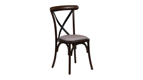 Everyday Bristol Dining Chair Dark Walnut with Padded Seat Helbeck Charcoal (2 Pack) CX444