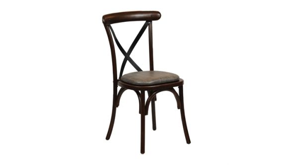 Everyday Bristol Dining Chair Dark Walnut with Padded Seat Saddle Ash (2 Pack) CX441