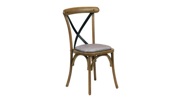 Everyday Bristol Dining Chair Weathered Oak with Padded Seat Helbeck Charcoal (2 Pack) CX445