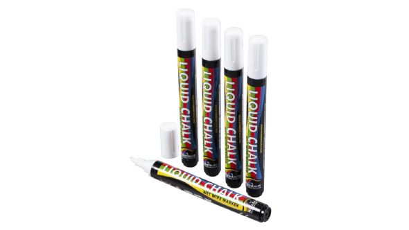 Beaumont Chisel Liquid Chalk Pen White 5mm (Pack of 5) 81359/W
