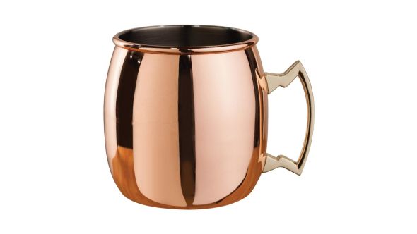 Beaumont Copper Plated Curved Moscow Mule Mug with Brass Handle 500ml 3667