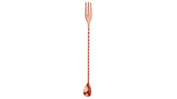 Beaumont Mezclar Cocktail Spoon With Fork Copper 300mm 3679