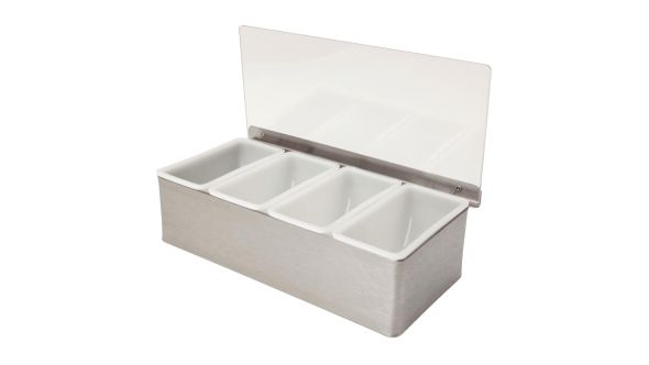 Beaumont 4 Compartment Condiment Holder Stainless Steel 3761