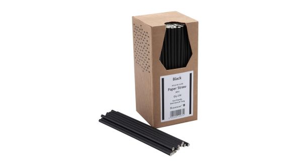 Beaumont 6mm Bore Paper Straw Black (Pack 250) 3872