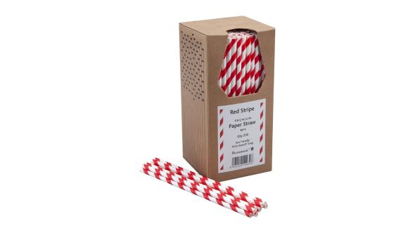 Beaumont 6mm Bore Paper Straw Red & White Striped (Pack 250) 3874