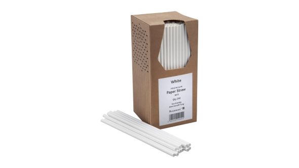 Beaumont 6mm Bore Paper Straw White (Pack 250) 3875
