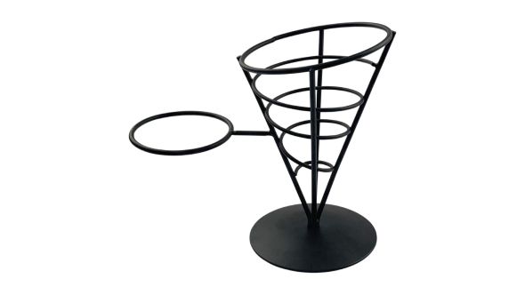 Beaumont Wire French Fry Cone And Ramekin Holder Black 3958