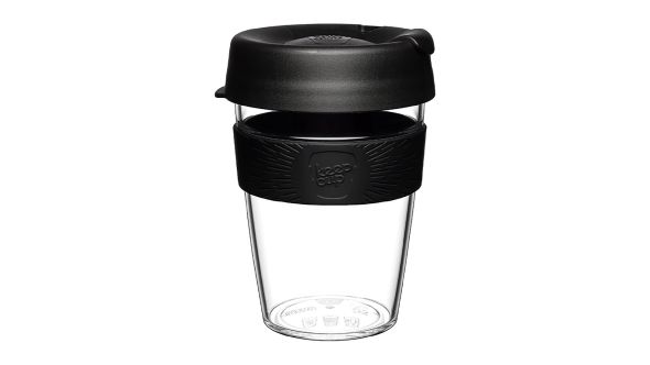 KeepCups Clear Reusable Cups Black 12oz CCBLA12