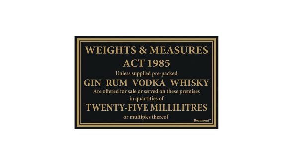 Beaumont Whisky Gin Vodka Rum Law Sign 170x110mm LAW-25