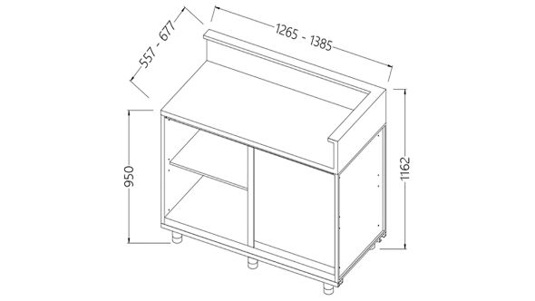 Diamond LB90DX/5 Neutral Bar Counter Units With Fitting For Service Top (Right)
