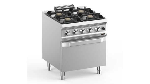 Hobart Ecomax HEFB77FGXL 4 Burner Gas Hob (4 x 7kW) with Gas Oven (6kW), 34kW