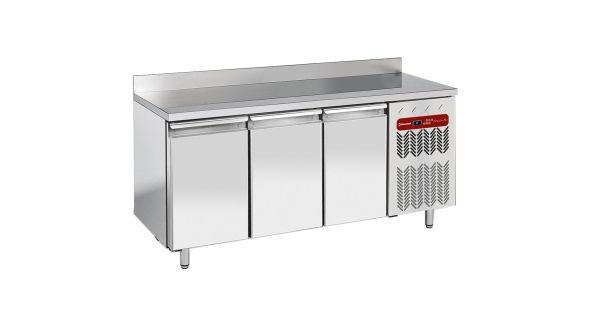 Diamond TP3N/HA-R2 3 Door Stainless Steel Refrigerated Counter with Spalshback, 550 Litres
